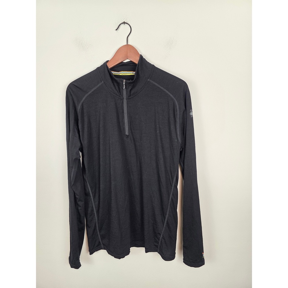 Smartwool Mens Merino 150 Quarter Zip Base Layer Top Black Medium SW016041